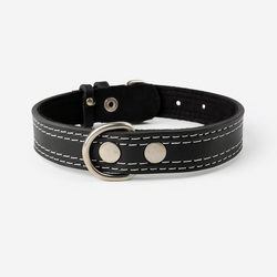 Ошейник кожаный для собак средних пород регулируемый черный