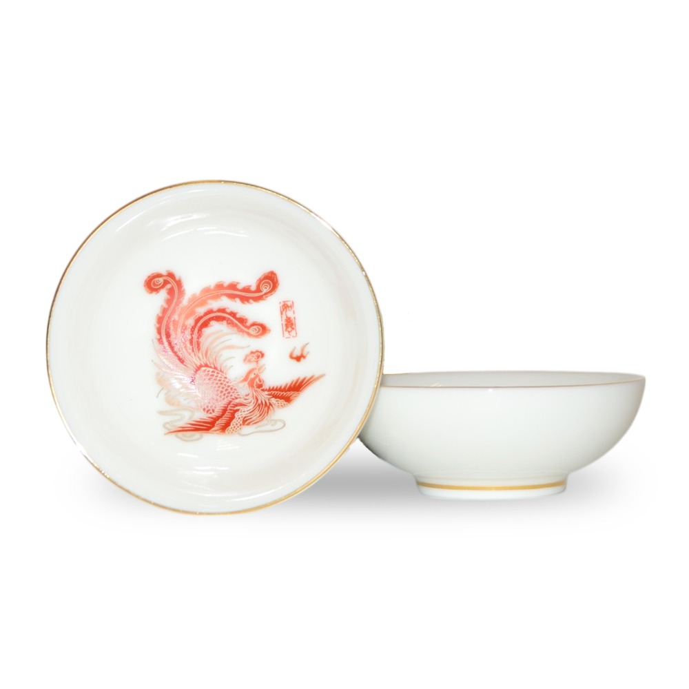 242122.2.01 Пиала БЕЛЫЙ НЕФРИТ "Чудесный феникс" 90мл, фарфор, белый