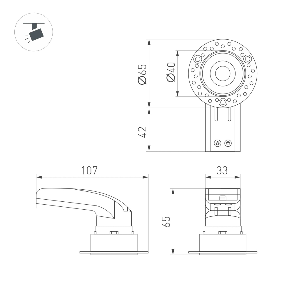 Светильник MS-RIALTO-TRIMLESS-R40-9W Warm2700 (BK, 36deg, 230V) (Arlight, IP20 Металл, 5 лет) 054471