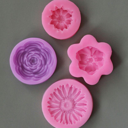 Молды силиконовые в наборе 4шт "Коллекция цветов ", разноцветные / Формы для цветов из мыла, воска, эпоксидной смолы и гипса