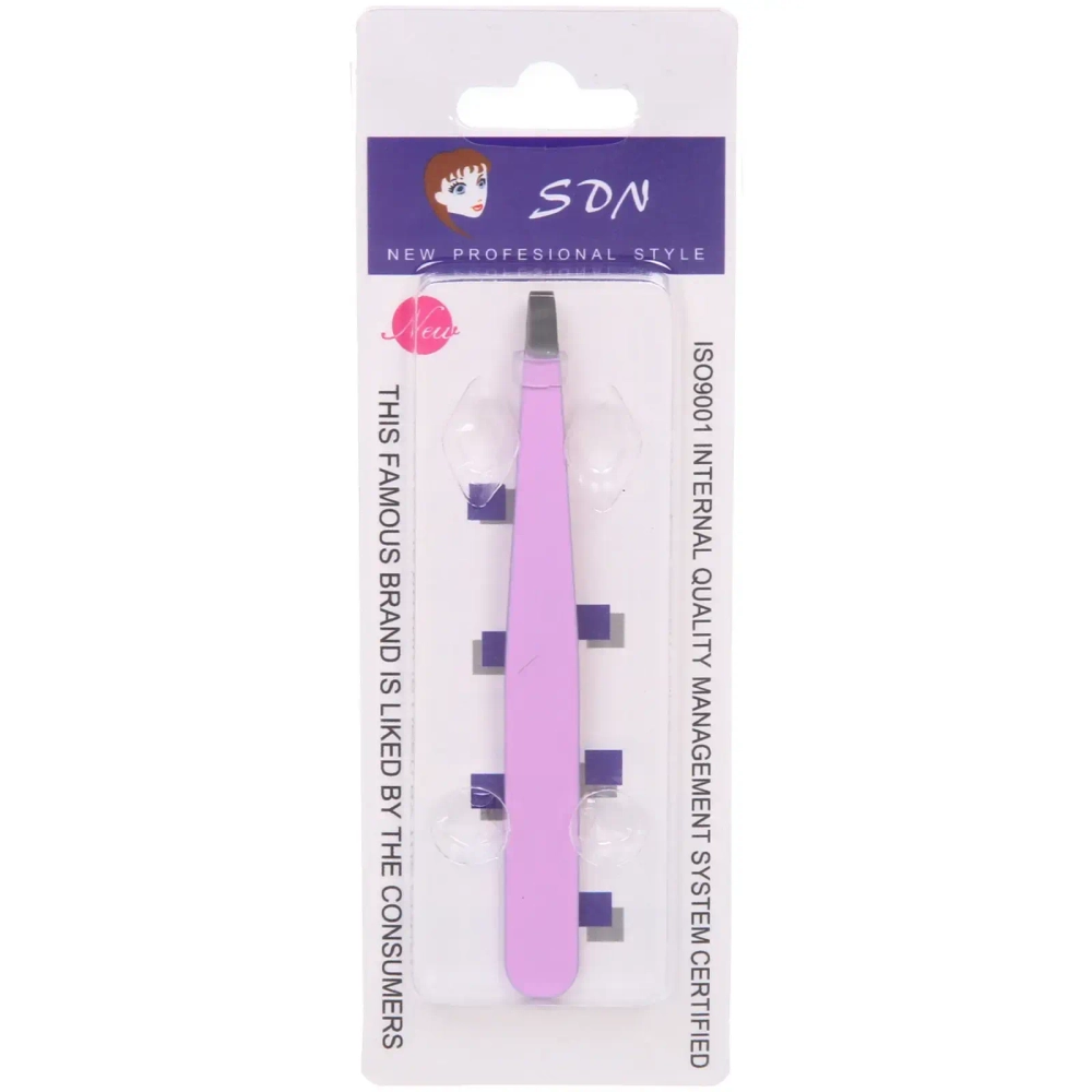 Пинцет для бровей на блистере «Bon Kapriz», скошеный, цвет розовый, 9,5см