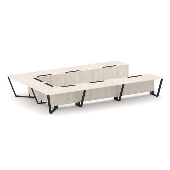 Steel Meet Стол переговорный П-образный KD-PR.B.SP-15P Денвер Светлый/Металл Черный 4800*3200*750