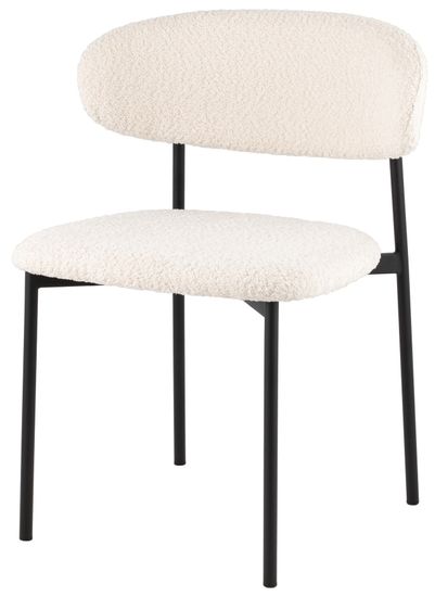 Стул Sevyn букле молочный, ножки черный металл