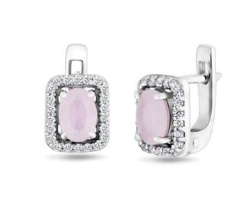 Серьги из серебра с розовым кварцем