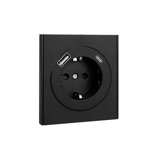 Розетка STRONG 1-ая с/з с/у з/ш 16А с USB A+C быстрой зарядки 5В/3А антрацит KRANZ