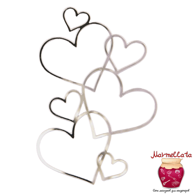 Топпер для торта "Сквозные сердца", серебро