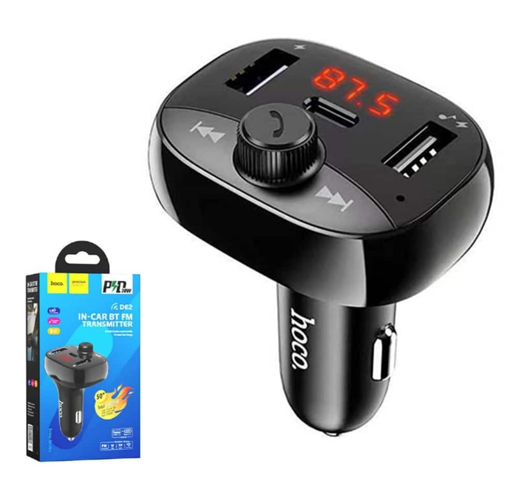 Автомобильный FM-трансмиттер HOCO DE2 Bluetooth (черный)