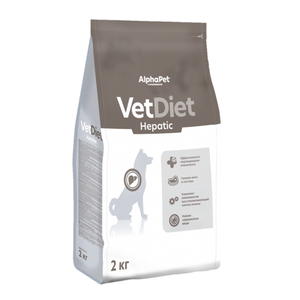 Уценка! Срок 06.08.26/ Сухой диетический корм AlphaPet VetDiet HEPATIC для взрослых собак всех пород при заболеваниях печени