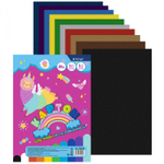 Картон цветной Alingar, А4, немелованный, 10 листов, 10 цветов, односторонний, зол+серебро, пакет, "Лама"