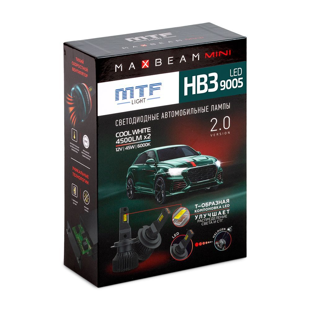 Светодиодные лампы MTF Light HB3 MaxBeam MINI 12V 45W 4500lm 6000K (к-т 2шт.)