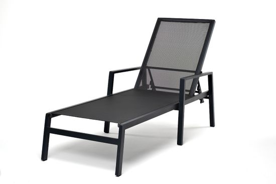 "Парма" шезлонг из алюминия темно-серый (RAL7024) муар, ткань текстилен серая