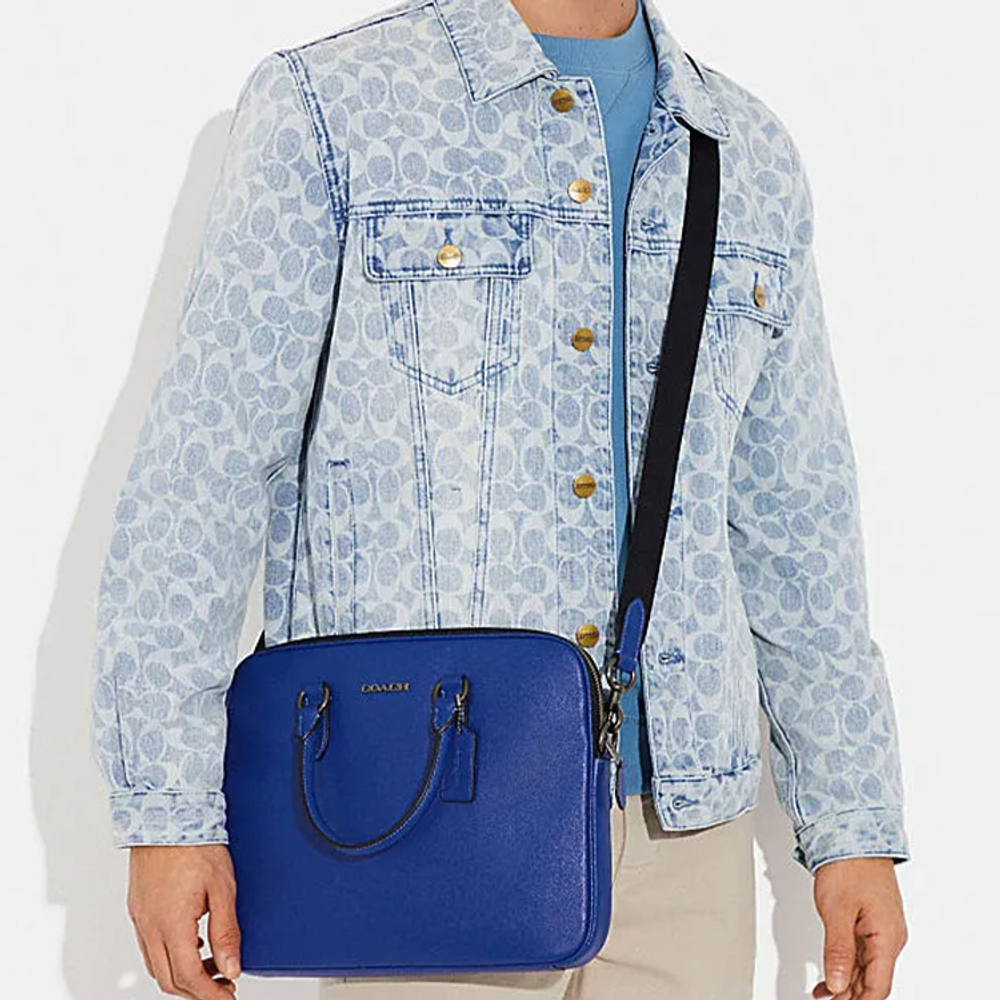 COACH Leather Briefcase, Handbag Large Men"s Blue