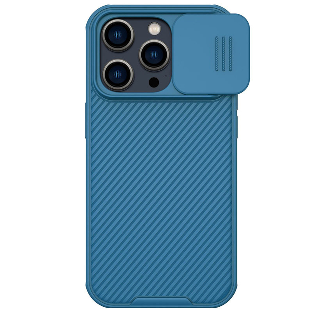 Чехол синего цвета c поддержкой зарядки MagSafe для iPhone 14 Pro Max, с защитной шторкой камеры, Nillkin серия CamShield Pro Magnetic