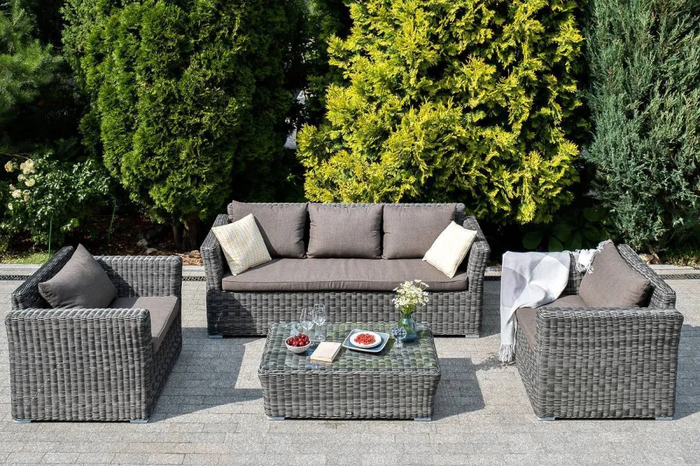 "Капучино" лаунж-зона из искусственного ротанга, цвет графит