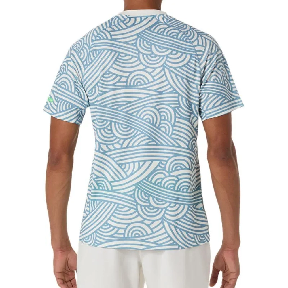 Мужская теннисная футболка Asics Padel Court All Over Short Sleeve - cream/saba blue
