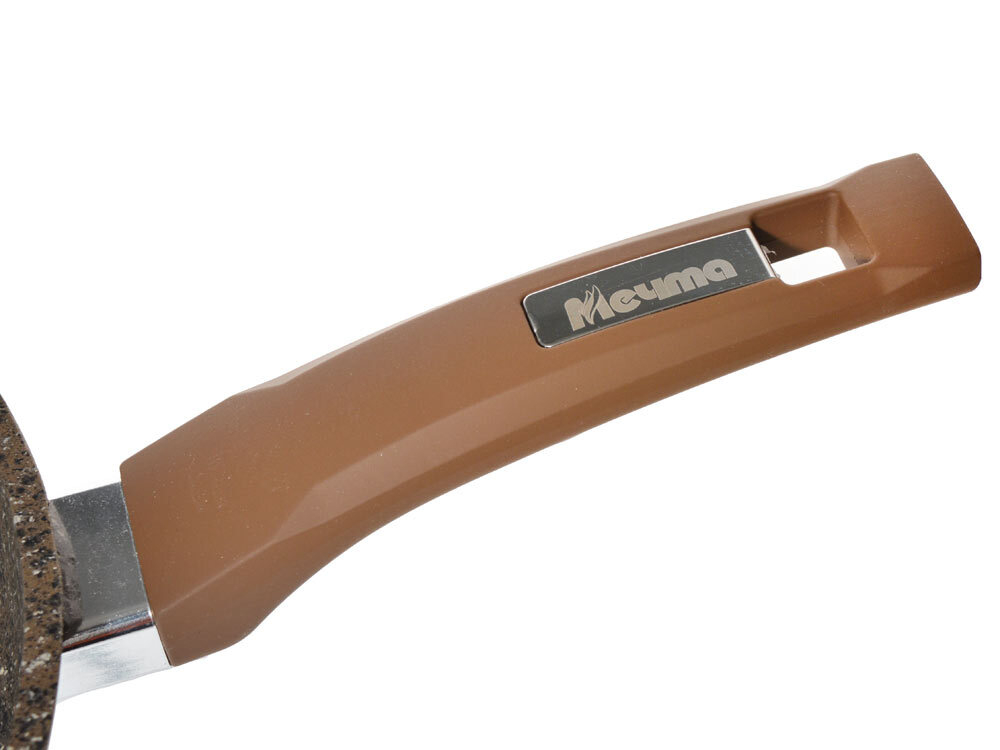 Сковорода 30см Premium mokko с несъемной ручкой и стеклянной крышкой