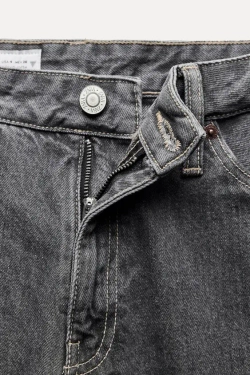 ZARA ДЖИНСЫ TRF RELAXED С НИЗКОЙ ПОСАДКОЙ И ОТВОРОТАМИ, СЕРЫЙ