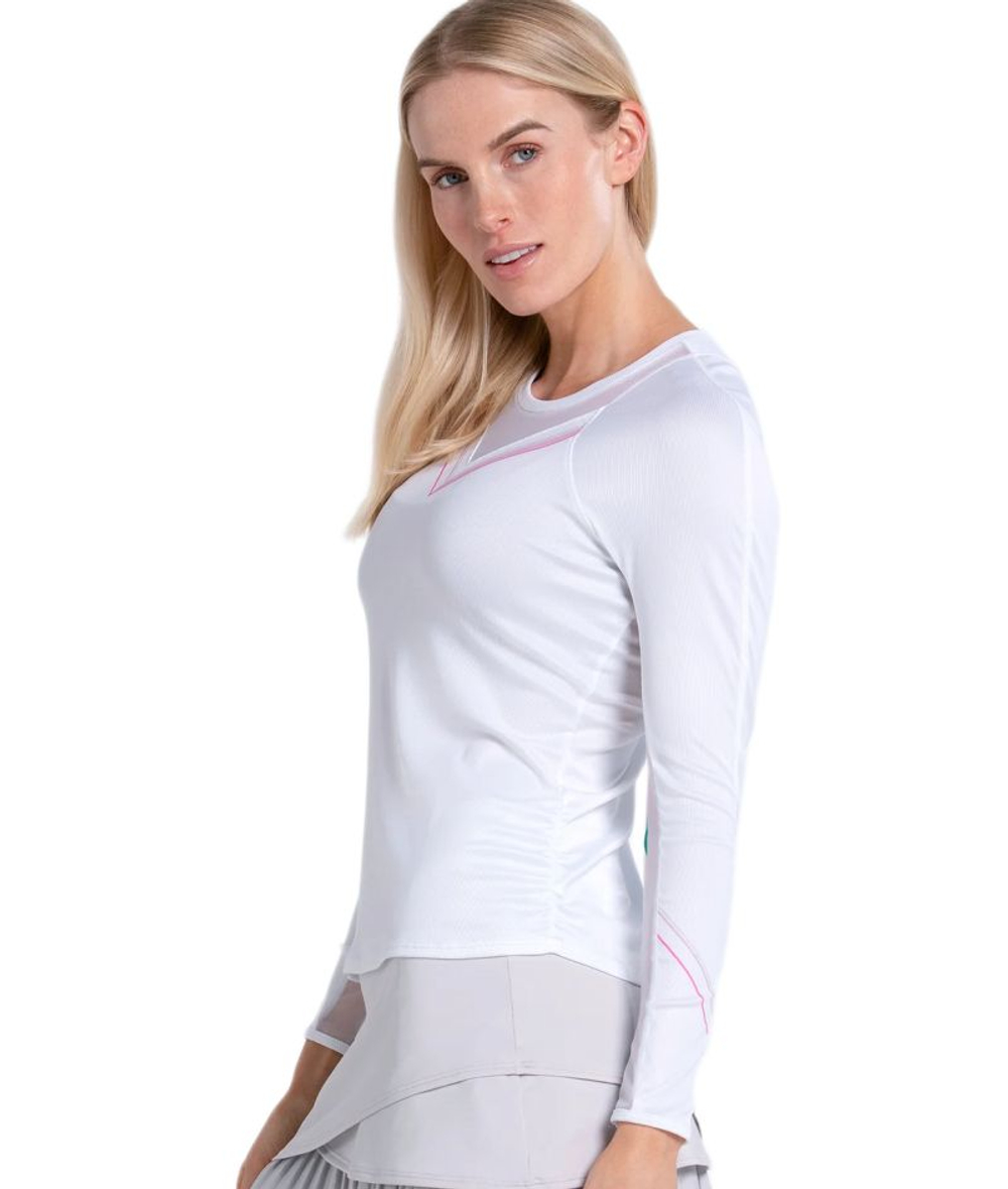 Женская теннисная футболка с длинным рукавом Lucky in Love Weave It To Me Long Sleeve - white