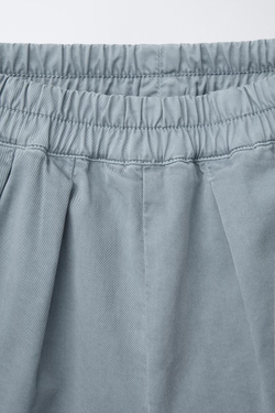 ZARA БРЮКИ BALLOON С ЗАЩИПАМИ, ГОЛУБОЙ