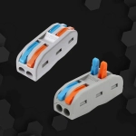 Клемма для проводов соединительная РСТ-222/ клеммник проходной быстросъемный, колодка на 4 контакта, 50 штук (Серый)