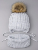 Шапка зимняя для девочек вязаная и снуд