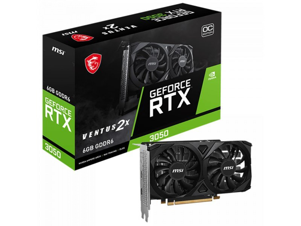Видеокарта MSI Nvidia GeForce RTX 3050 VENTUS 2X [RTX 3050 VENTUS 2X E 6G OC]