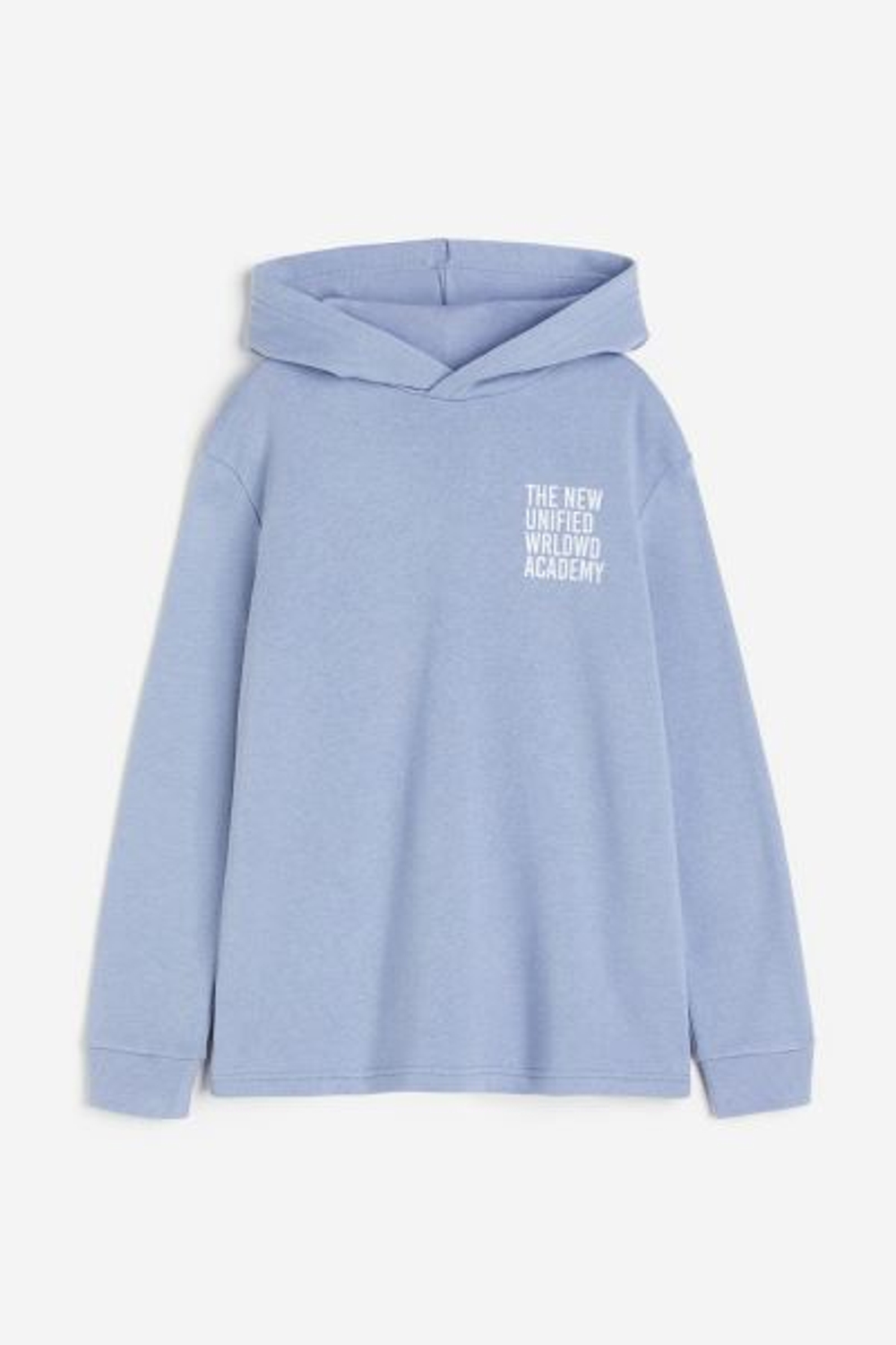 H&M Толстовка с принтом и капюшоном, голубой