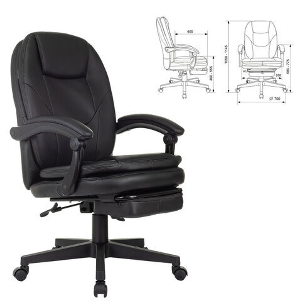 Кресло офисное CH-868N-BF, синхромеханизм, подставка для ног, экокожа, черное, 2018358