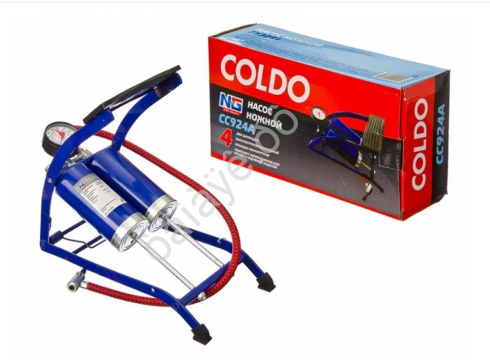 Насос ножной, манометр, двухцилиндровый, 2*55*120мм,  NEW GALAXY 713091