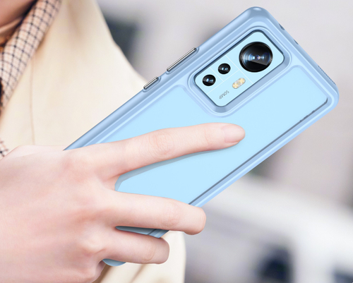 Чехол противоударный с защитными рамками синего цвета для Xiaomi Mi 12 и 12X