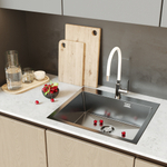 Мойка настол.монтаж 60х50 (3,0) вып 3 1/2  MIXLINE PRO с ФАСКОЙ 22см с сифоном (черный графит)