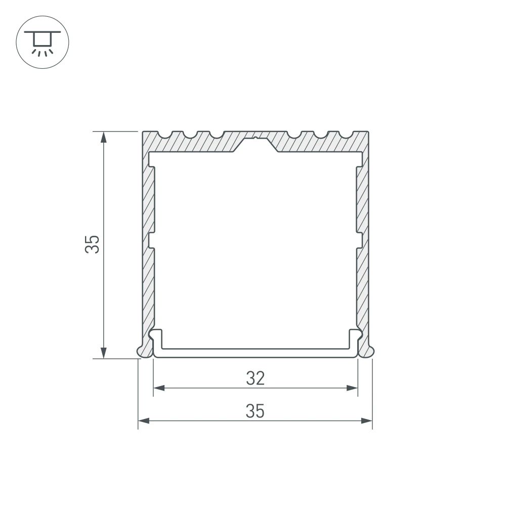 Профиль ARH-POWER-W35-3000 ANOD (Arlight, Алюминий) 036136
