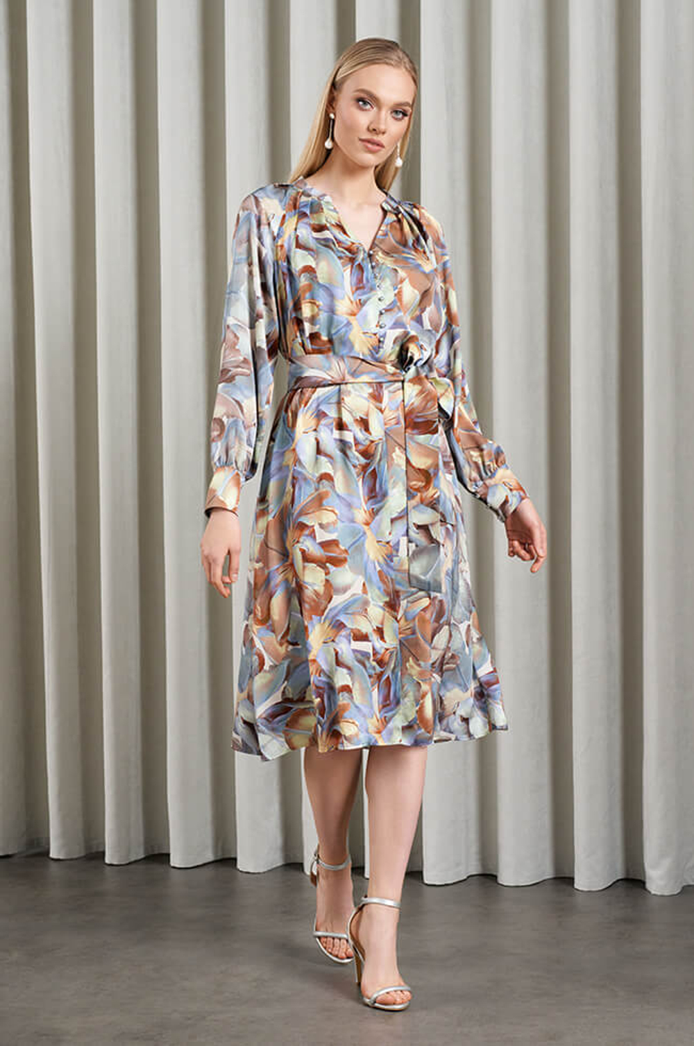 51500 Платье женское (серо-голубой принт)