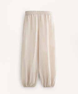 OYSHO Полосатые брюки из 100% льна, песочный меланж
