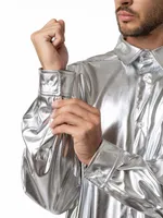 Рубашка Dryg эко-кожа серебро