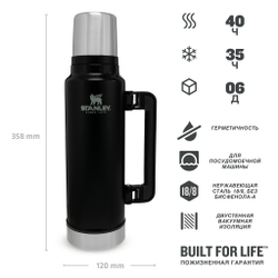 Термос Stanley Classic (1,4 литра), черный