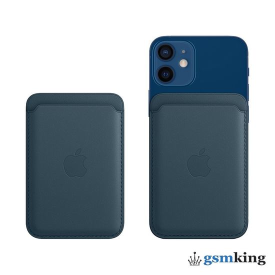 Leather Wallet MagSafe for iPhone Baltic Blue «Балтийский синий»
