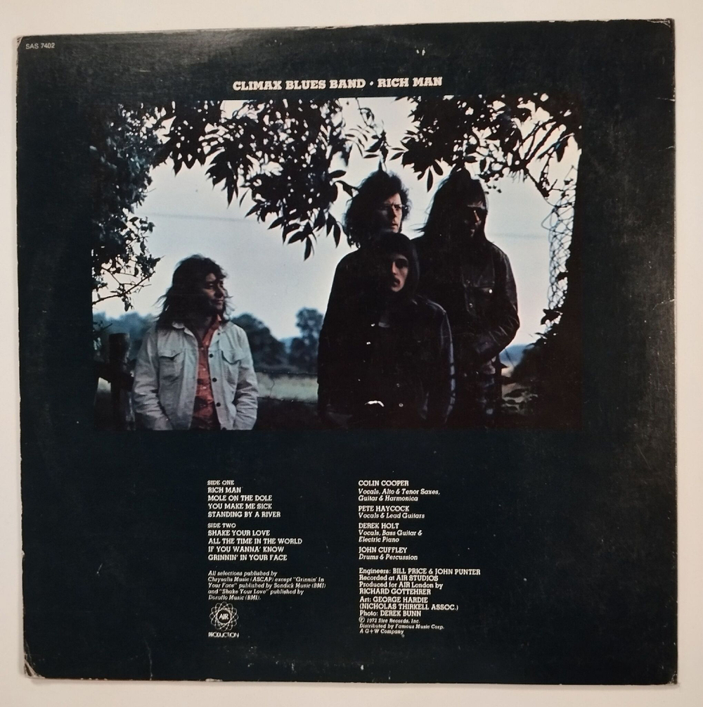 Винтажная виниловая пластинка LP Climax Blues Band Rich Man (USA 1973)