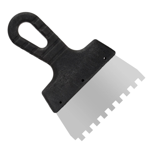 12-8-200 Шпатель фасадный "Мастер", зубчатый, нерж. сталь 0,4мм, пластик. рукоятка, 200мм, зуб 8х8мм