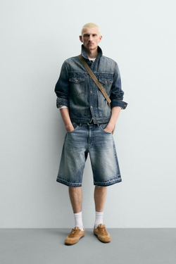ZARA ДЖИНСОВЫЕ ШОРТЫ RELAXED FIT, СИНИЙ