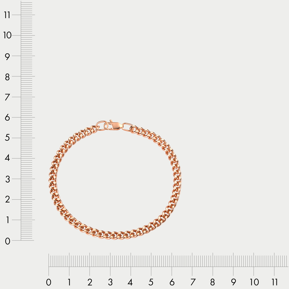 Браслет цепной из розового золота 585 пробы с плетением "Гурмета" без вставок (арт. НБ 12-002ПГ)