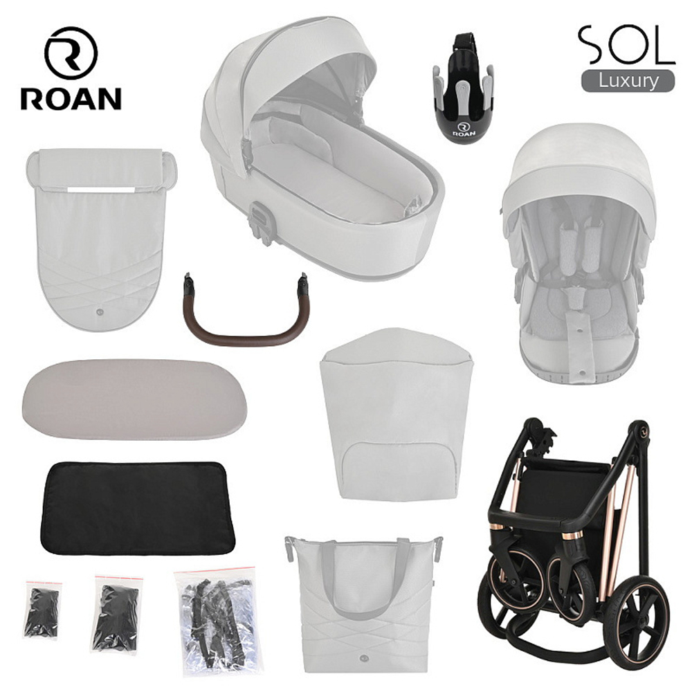 Детская коляска Roan Sol Luxury 2 в 1 RSL/4047 Mystic Blue/Rose Gold