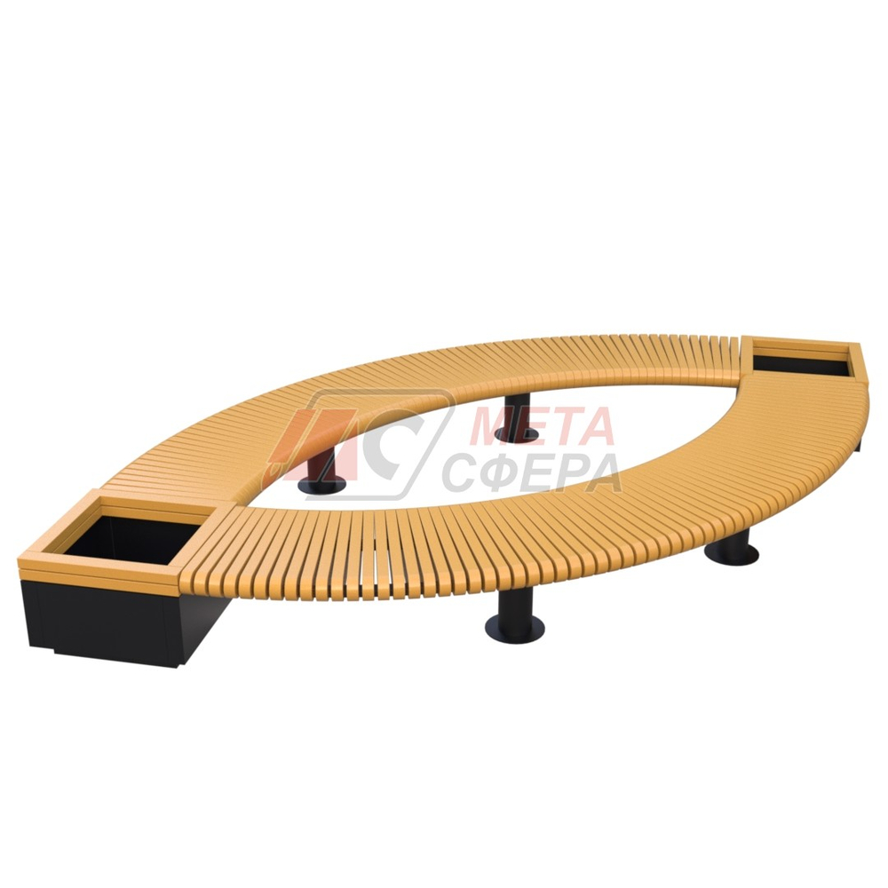 Лавка Rail Road 01 Лист с 2-мя вазонами