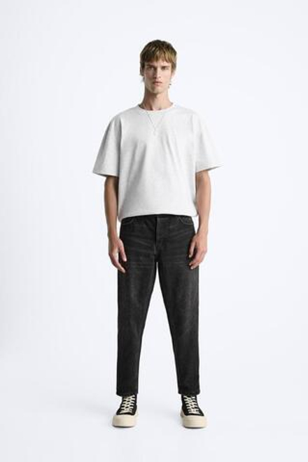 ZARA ДЖИНСЫ SLIM CROPPED-FIT, ЧЕРНЫЙ