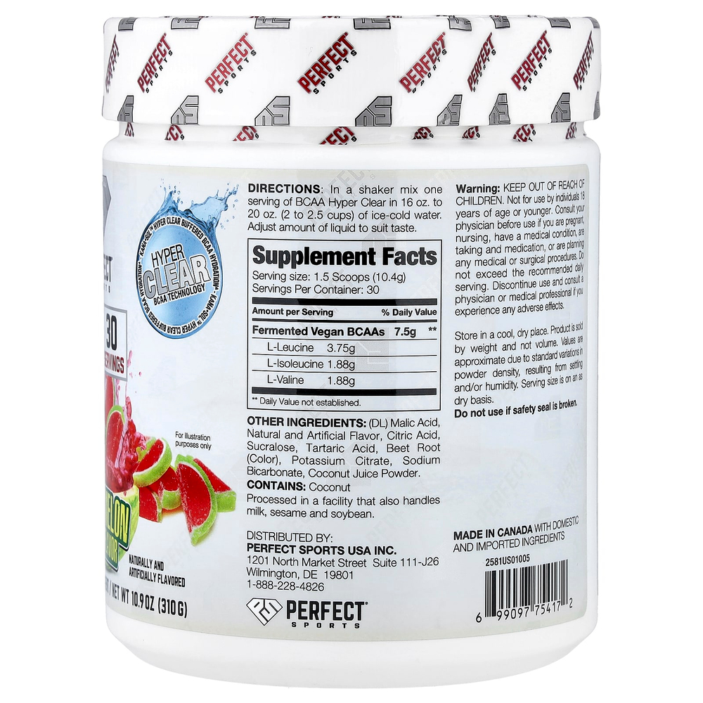 PERFECT Sports, BCAA Hyper Clear, со вкусом арбуза, 310 г (10,9 унции)