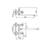 Смеситель для ванны и раковины 1/2 кер F2224 FRAP с шар перекл КРЕСТ (L излив, хром, латунь),