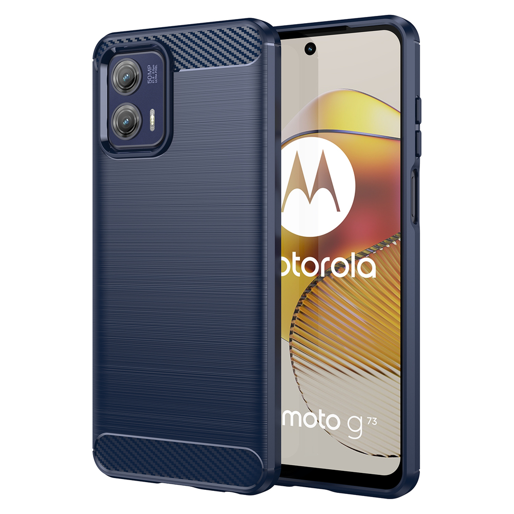 Чехол синего цвета для Motorola Moto G73, серия Carbon (дизайн в стиле карбон) от Caseport