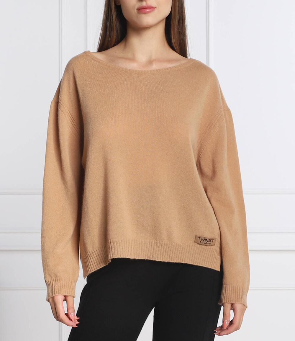 Хлопковый свитер TWINSET - светло-коричневый(222TP3350)