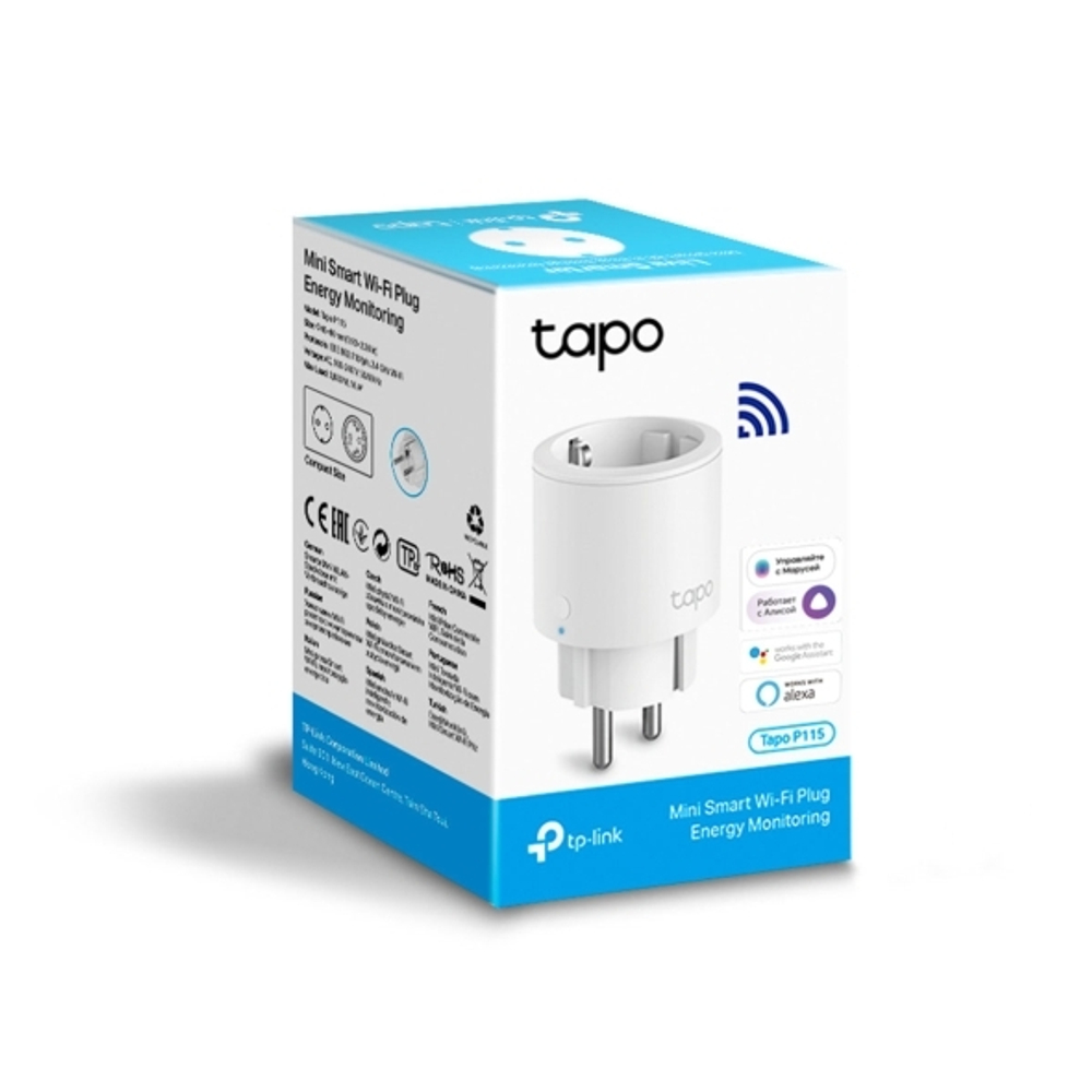 TP-Link Tapo P115(1-pack) Умная мини Wi-Fi розетка, Wi-Fi 2,4 ГГц