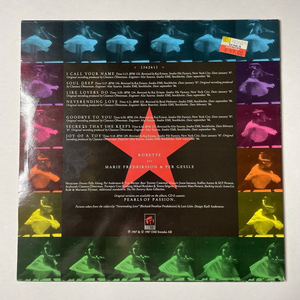 Винтажная виниловая пластинка LP Roxette Dance Passion The Remix Album (Швеция 1987)